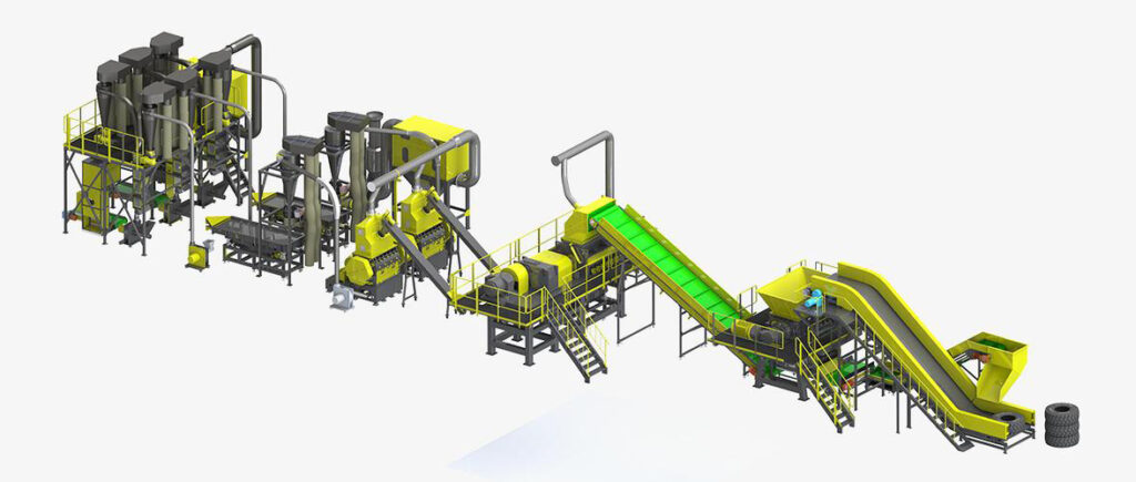 Ligne de broyage à grande échelle pour le recyclage des pneus