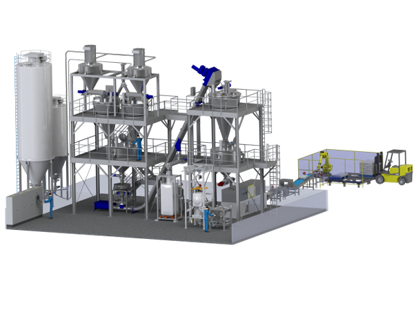 Ligne de production de mélange de poudres pour solides en vrac