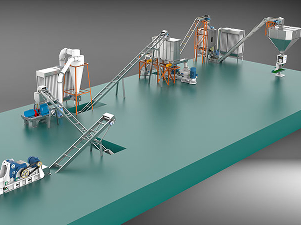 Ligne de production de granulés de bois et de sciure de bois pour la production de biomasse