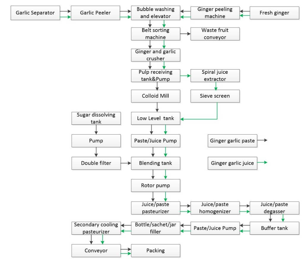 Organigramme technologique de la chaîne de production de gingembre et d'ail