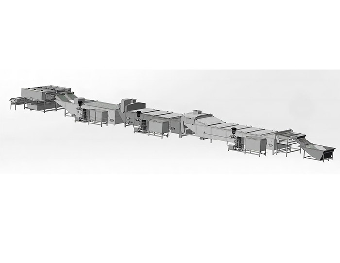 Ligne de production pour la cuisson et l'écalage des œufs